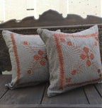 Charcoal Weave & Rust Artisan Cushion