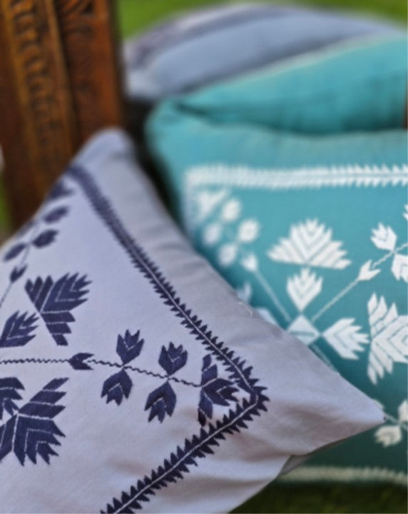 Pine Motif Embroidered Cushion