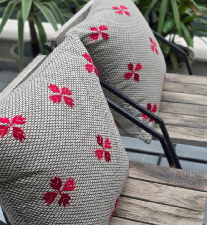 Diamond Weave Floral Cushion