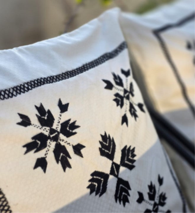 Monochrome Arrow Floral Cushion