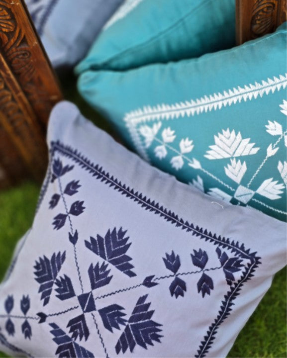 Pine Motif Embroidered Cushion