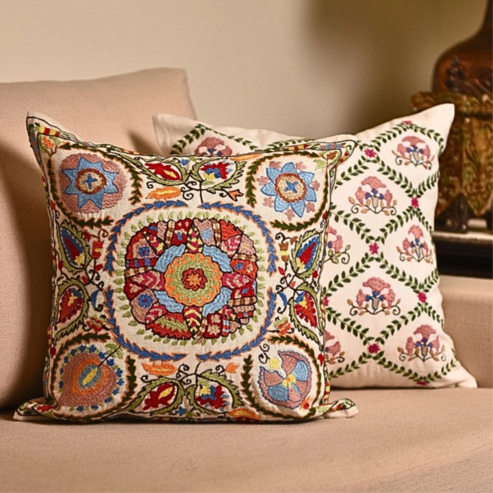 Suzani Medallion Embroidered Cushion