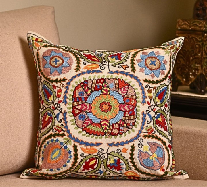 Suzani Medallion Embroidered Cushion