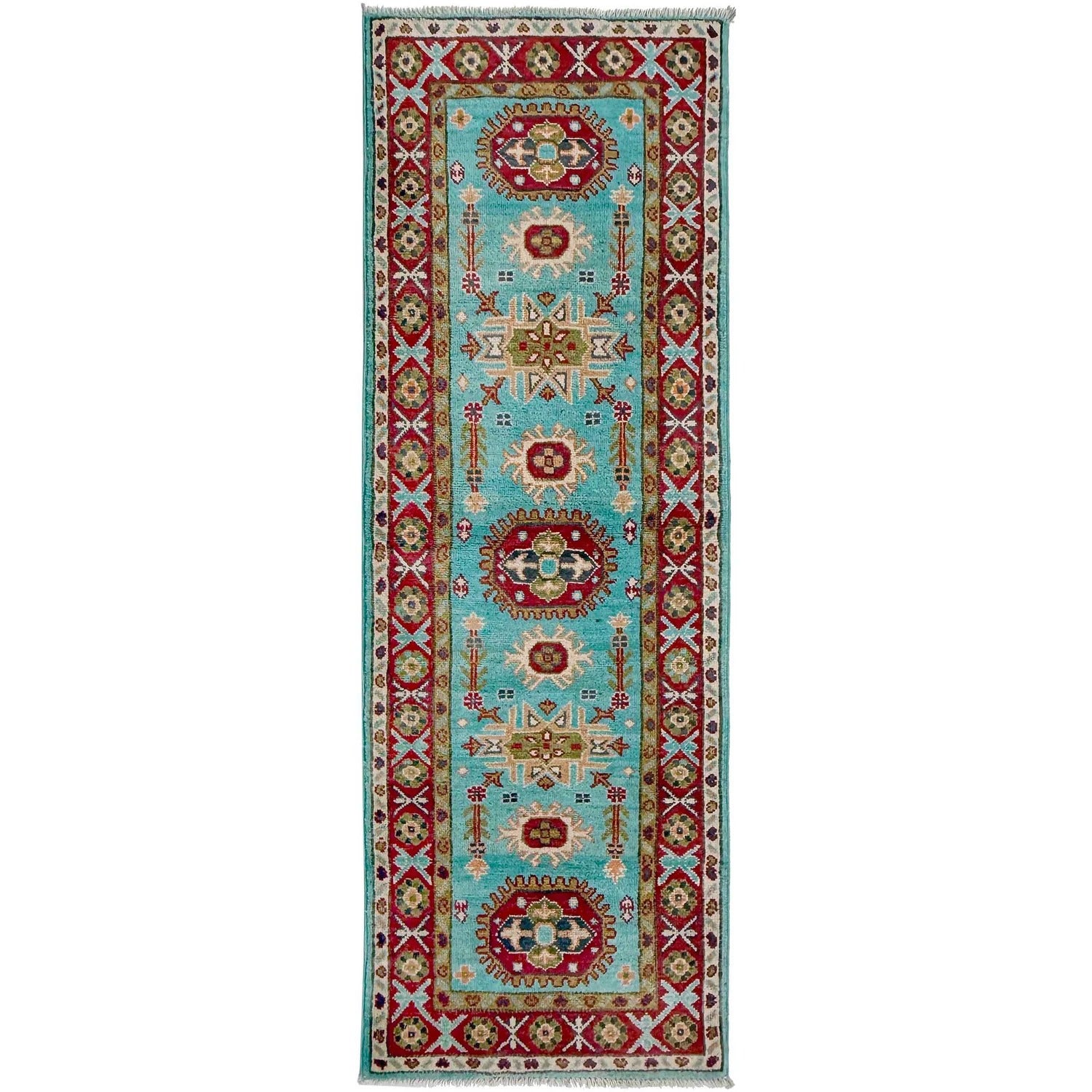 Turquoise Blue & Crimson Runner