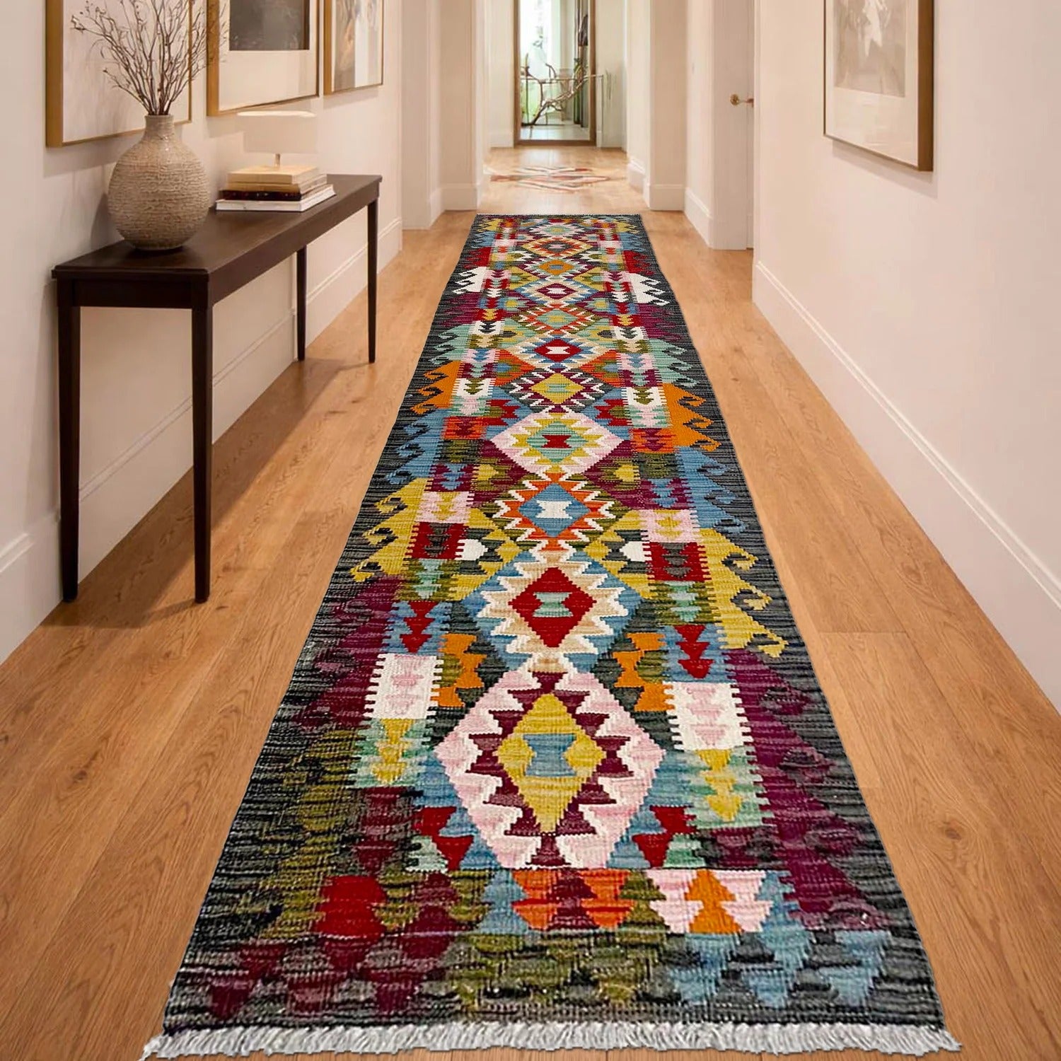 Multicolor Tribal Flatweave Accent Kilim