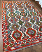 Kazak Hexagonal Lattice Kilim