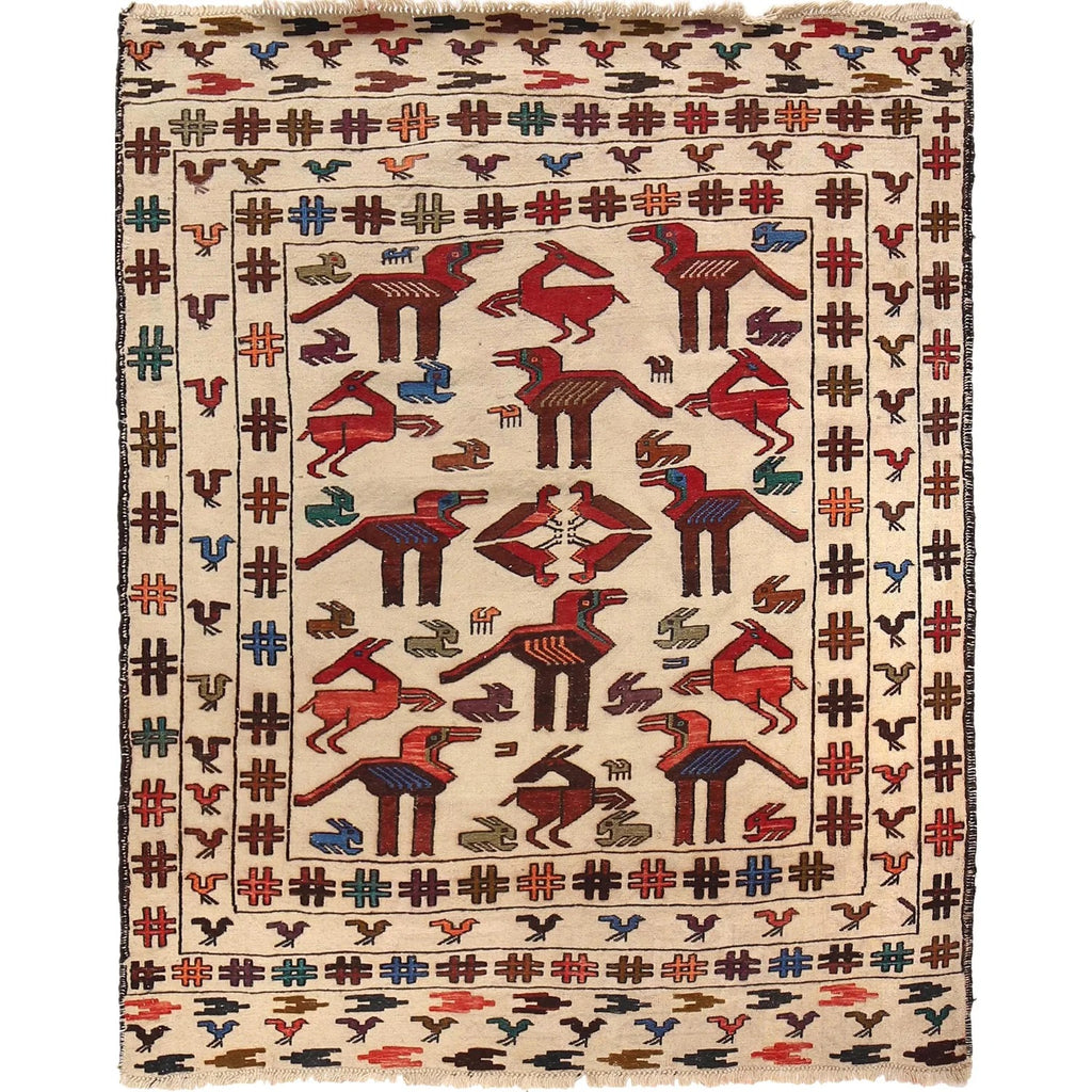 Pictorial Zoomorphic Animal Kilim