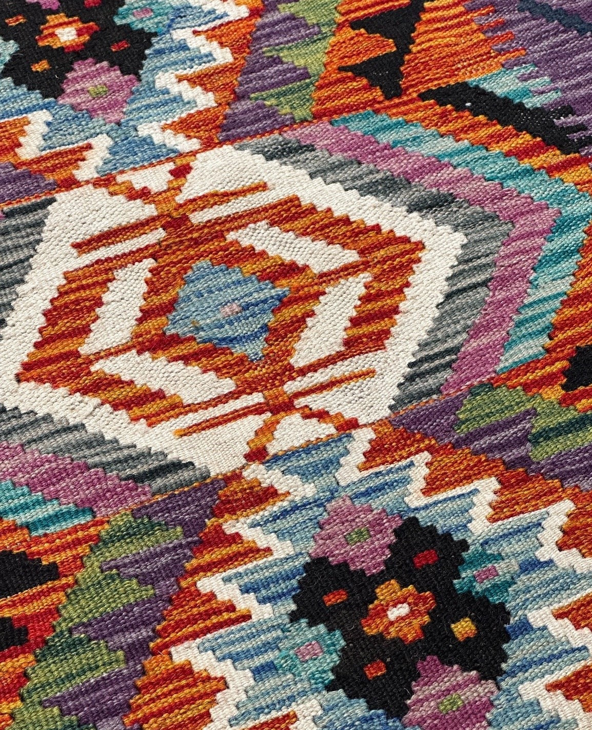 Bright Multi-Color Tribal Flatweave Kilim