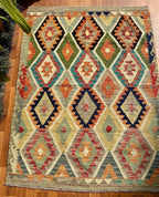 Geometric Diamond Grid Kilim