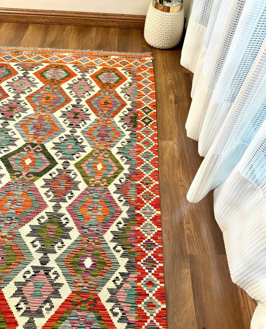 Kazak Hexagonal Lattice Kilim