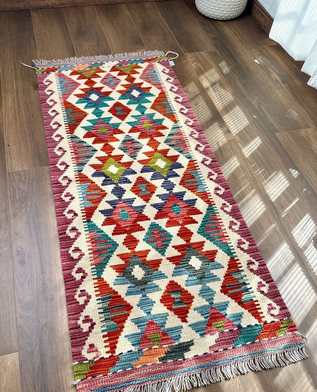 Vibrant Multi-Toned Flatweave Accent Kilim