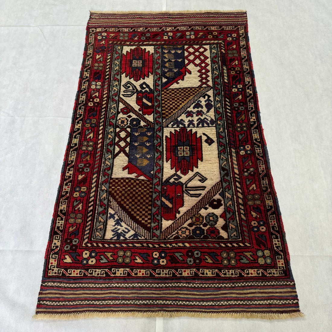 Handmade Gul Barjasta Afghan Wool Rug
