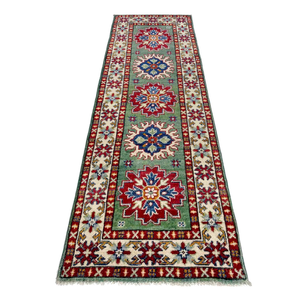 Kazak Geometric Star Medallion Runner Rug
