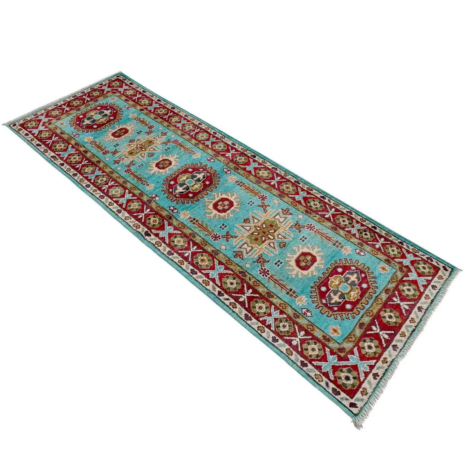 Turquoise Blue & Crimson Runner
